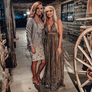 Silver and Nude Sequin Pencil Dress